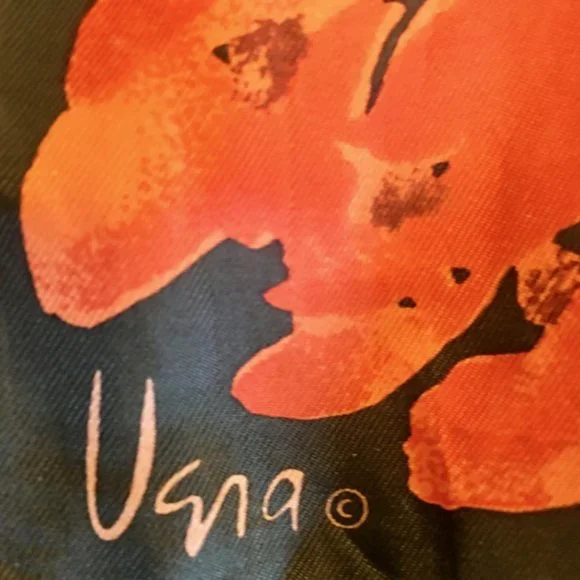 Scarf Vera Neumann Forest Green Orange Brown Watercolor Floral Oblong - Picture 6 of 8